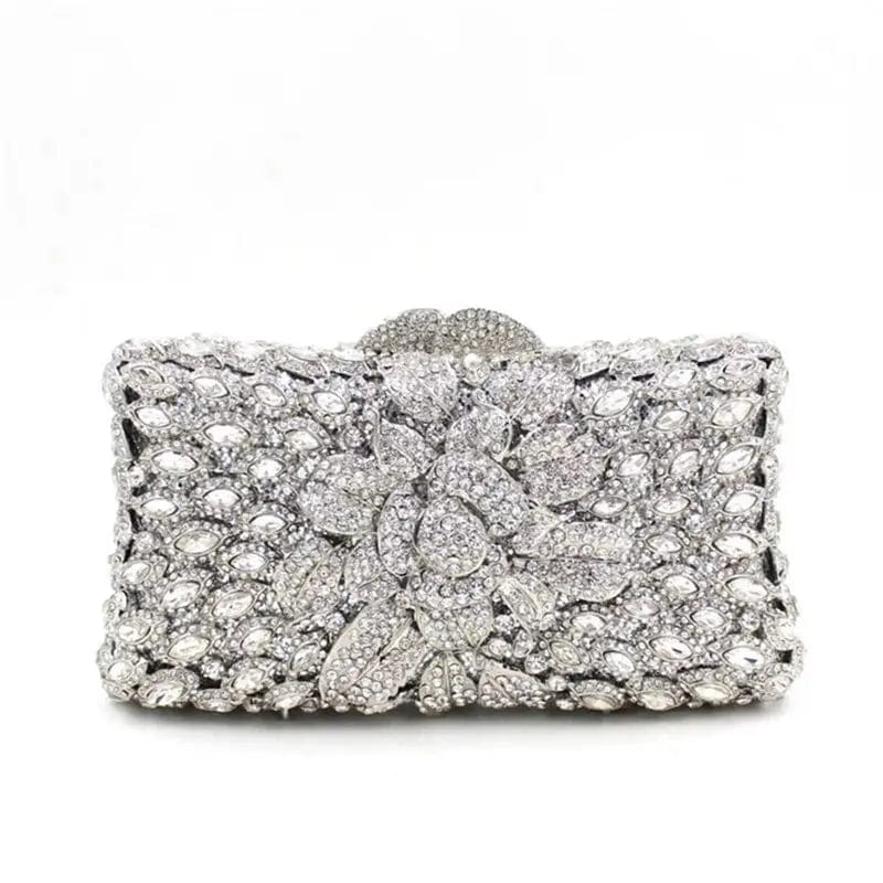 M / silver New Design Good Quality Wedding Bridal Sparkle Crystal Evening Clutch Rhinestone Clutch Bag Crystal Dinner Party Bag
