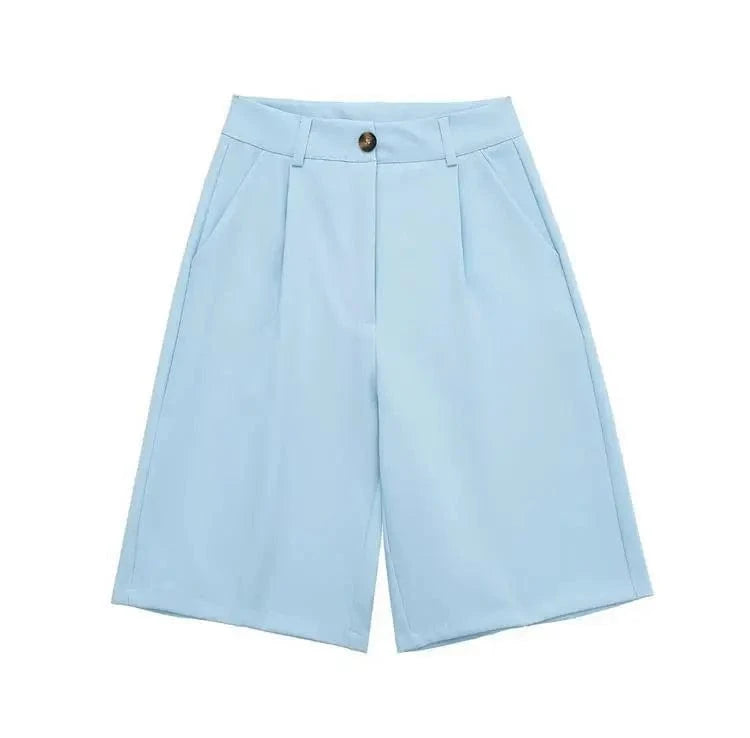 M / Sky Blue XS-L Autumn Women's New Suit Shorts Minimalist style pocket casual shorts