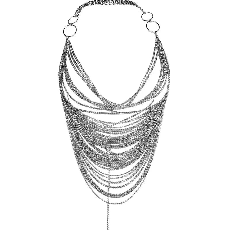 M / sliver New Arrival Stylish Personality Metal Chain Halter Neck Backless Sexy Cutout Small Vest