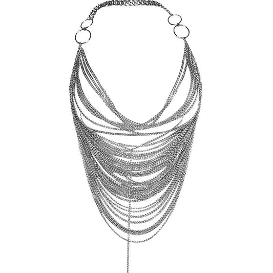 M / sliver New Arrival Stylish Personality Metal Chain Halter Neck Backless Sexy Cutout Small Vest