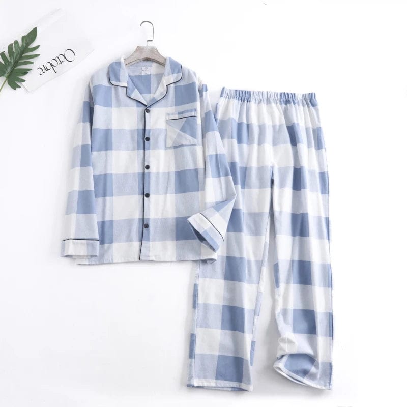 M / Style 4 Nightgowns for Men Soft Bamboo Pajamas Plaid Design Multi Colors Warm Cotton Flannel Long Sleeve Winter Homewear Sleepwear Sets