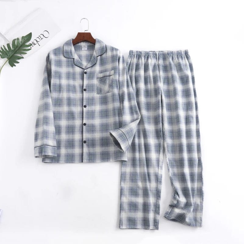 M / Style 5 Nightgowns for Men Soft Bamboo Pajamas Plaid Design Multi Colors Warm Cotton Flannel Long Sleeve Winter Homewear Sleepwear Sets