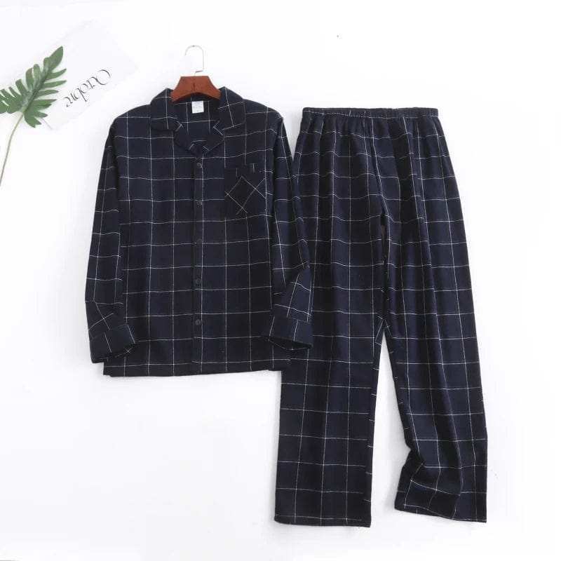 M / Style 6 Nightgowns for Men Soft Bamboo Pajamas Plaid Design Multi Colors Warm Cotton Flannel Long Sleeve Winter Homewear Sleepwear Sets