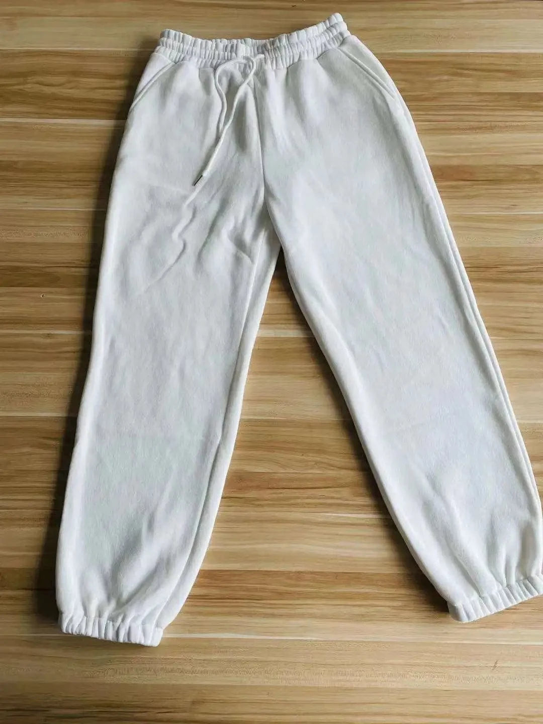 M / White jogger Winter Two Piece Pant Set Women Long Sleeve Hoodie Lounge Set 330GSM Fleece Anti Pilling Jogger Sweat Pants