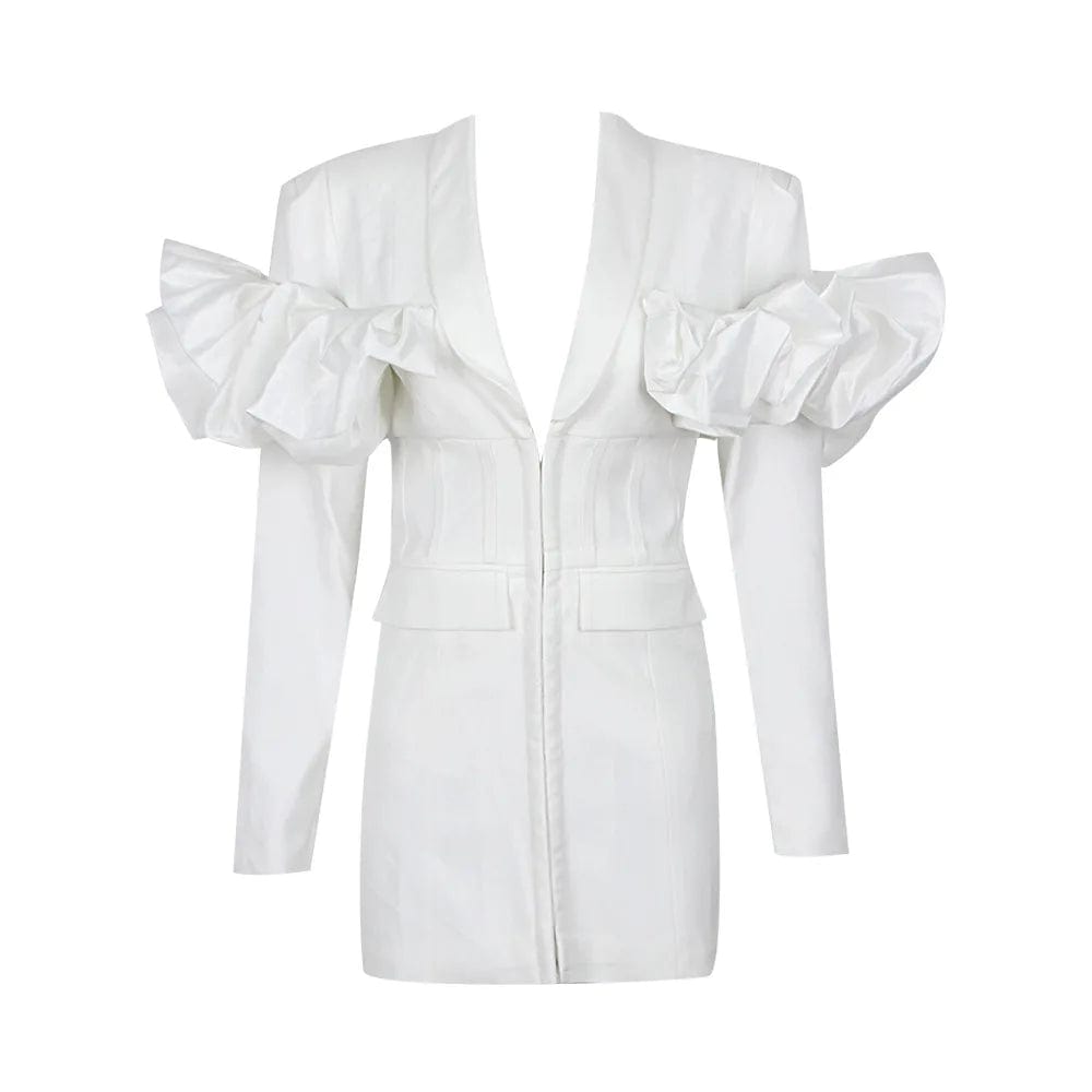 M / White OUDINA Factory 2024 Drop Shipping White Deep V Casual Women Dresses Corset Dress For Women