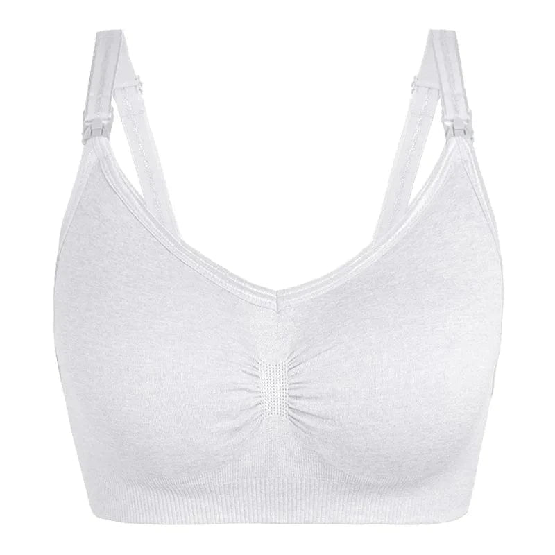 M / White Plus Size Seamless Nursing Bra Wire Free Pregnant Lactation Bra Postpartum Maternity Nursing Bra For Breastfeeding Womens