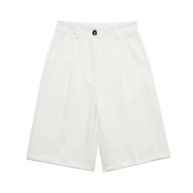 M / White XS-L Autumn Women's New Suit Shorts Minimalist style pocket casual shorts