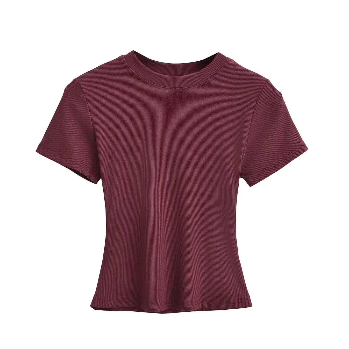 M / wine / Spandex / Cotton Casual T-Shirts Women Slim Fit Tees Female short Sleeve Top summer Ladies Solid Basic T-shirt cotton t shirt