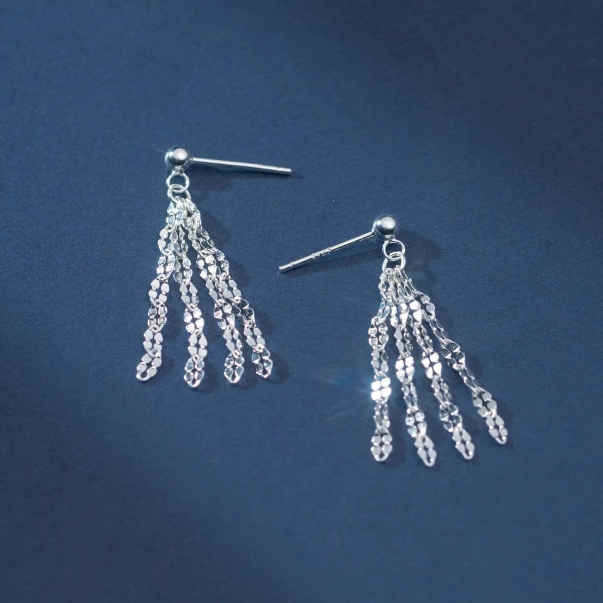 M04465 silver fashion jewelry 925 sterling silver dangling earring sparkling lip shape chain tassels gold plated stud earrings for women