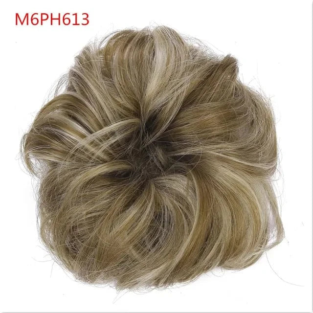 M6PH613 SARLA Wholesale Fabric Wrap Curly Wigs Scrunchie Elastic Rubber Band SyntheticEasy Messy Hair Bun Extensions chignon Hair Women