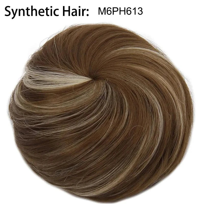 M6PH613 Wholesale Faux Fake Easy Drawstring Postisch Pour Synthetic Comb Clip on Hair Donut Buns Chignon for Hair Piece White Women