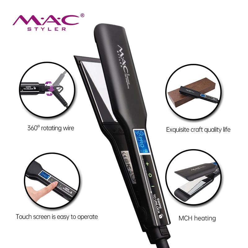 Mac Titanium Keratin Treatment Hair Iron Touch Screen Hair Straightener Flat Irons Plancha De Cabello Profesional