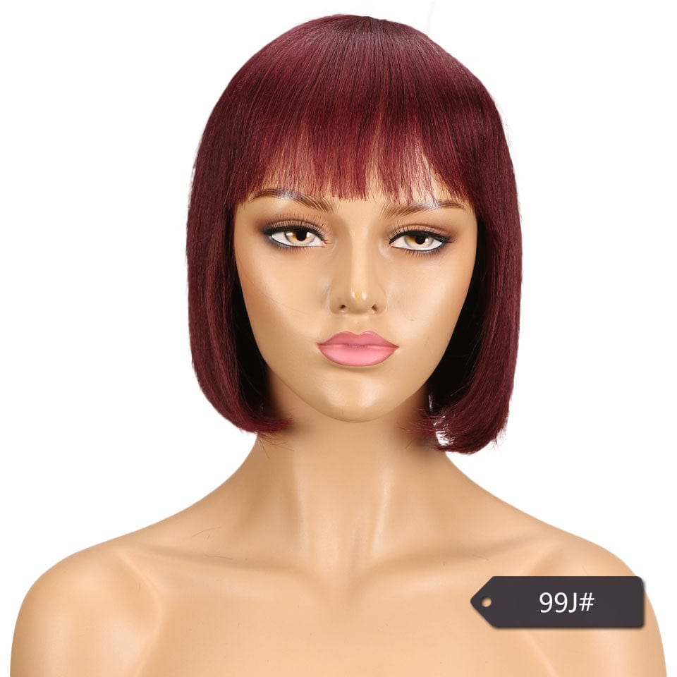 Machine made human hair wig orange colored half straight 613 indian blue water wave highlight  pixie cut short human hair wigs