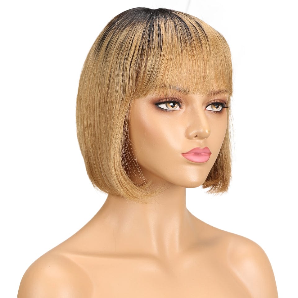 Machine made human hair wig orange colored half straight 613 indian blue water wave highlight  pixie cut short human hair wigs