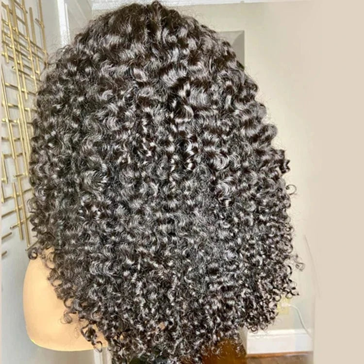 Malaysian afro Jerry curly 13x4 HD Transparent lace wig vendors raw cambodian curly virgin hair wigs