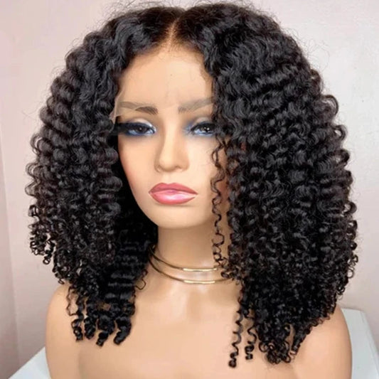 Malaysian afro Jerry curly 13x4 HD Transparent lace wig vendors raw cambodian curly virgin hair wigs