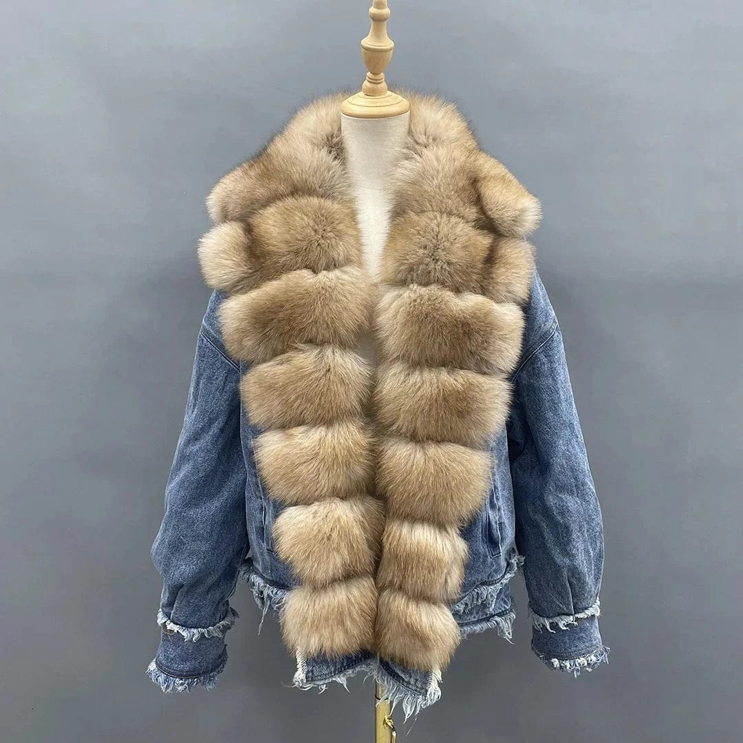 Manufacture Fashion Casual Thick High Quality Goose Down Jacket Collar Fur