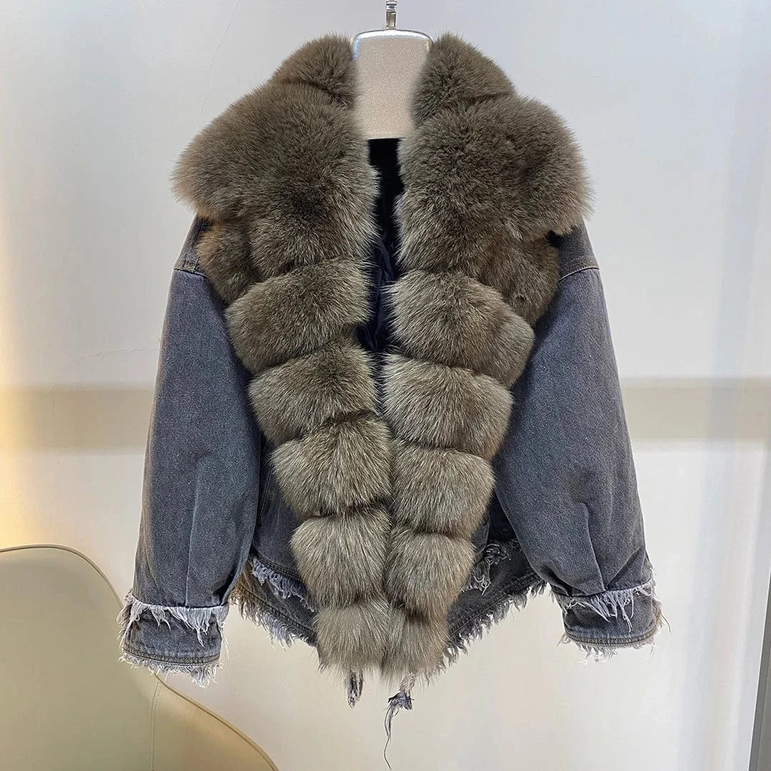 Manufacture Fashion Casual Thick High Quality Goose Down Jacket Collar Fur