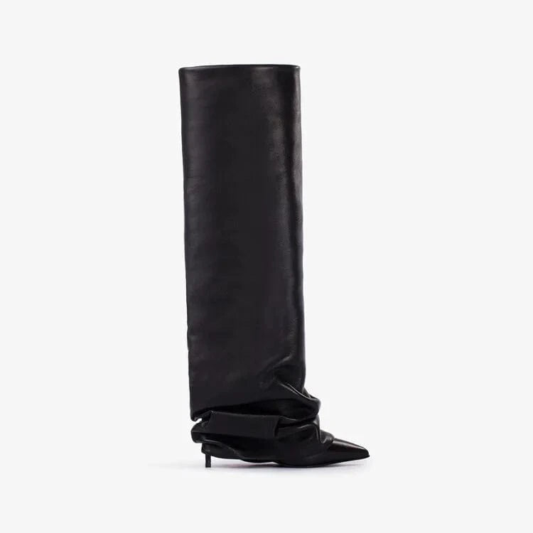 Manufacturer Custom Patent Leather Knee Length Designer Fall Wedge Black White Boots Heels Women Shoes 2023