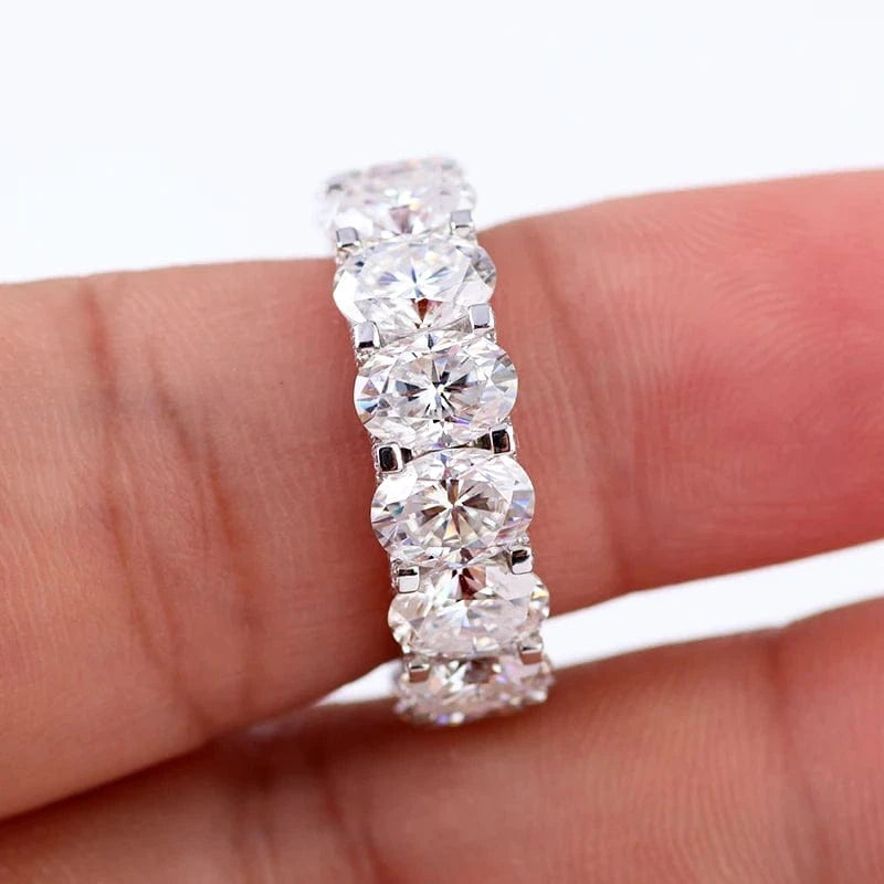 manufacturer customization 18k white gold oval 5mmx7mm moissanite diamond eternity band ring for wedding
