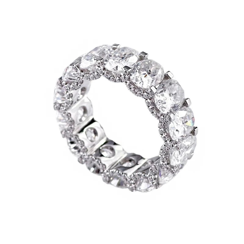 manufacturer customization 18k white gold oval 5mmx7mm moissanite diamond eternity band ring for wedding