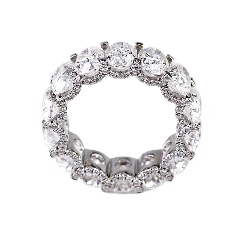 manufacturer customization 18k white gold oval 5mmx7mm moissanite diamond eternity band ring for wedding