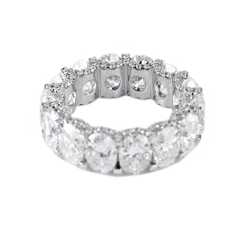 manufacturer customization 18k white gold oval 5mmx7mm moissanite diamond eternity band ring for wedding