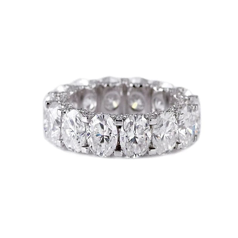 manufacturer customization 18k white gold oval 5mmx7mm moissanite diamond eternity band ring for wedding