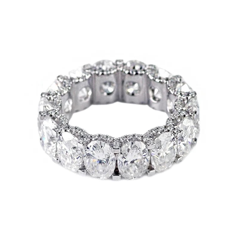 manufacturer customization 18k white gold oval 5mmx7mm moissanite diamond eternity band ring for wedding