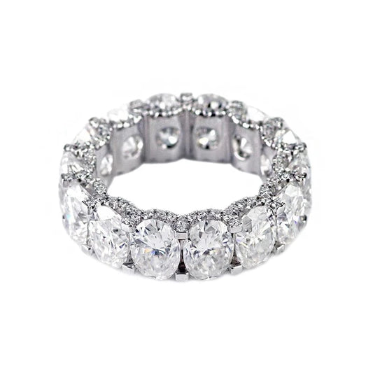 manufacturer customization 18k white gold oval 5mmx7mm moissanite diamond eternity band ring for wedding