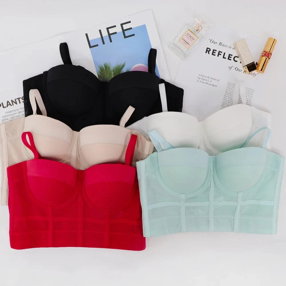 Manufacturer spot elastic mesh underwear wear body shaping Yoga Dance corset with chest pad back sling vest