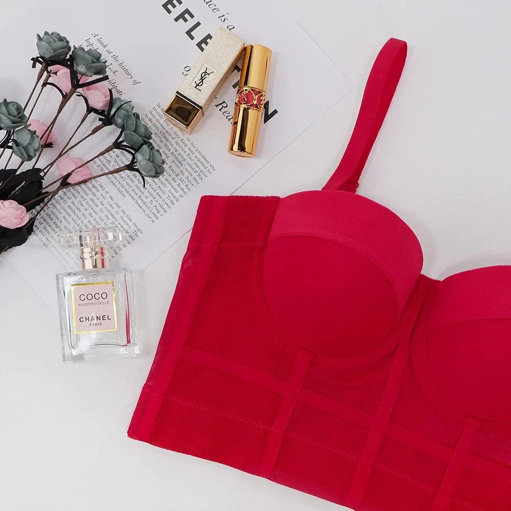 Manufacturer spot elastic mesh underwear wear body shaping Yoga Dance corset with chest pad back sling vest