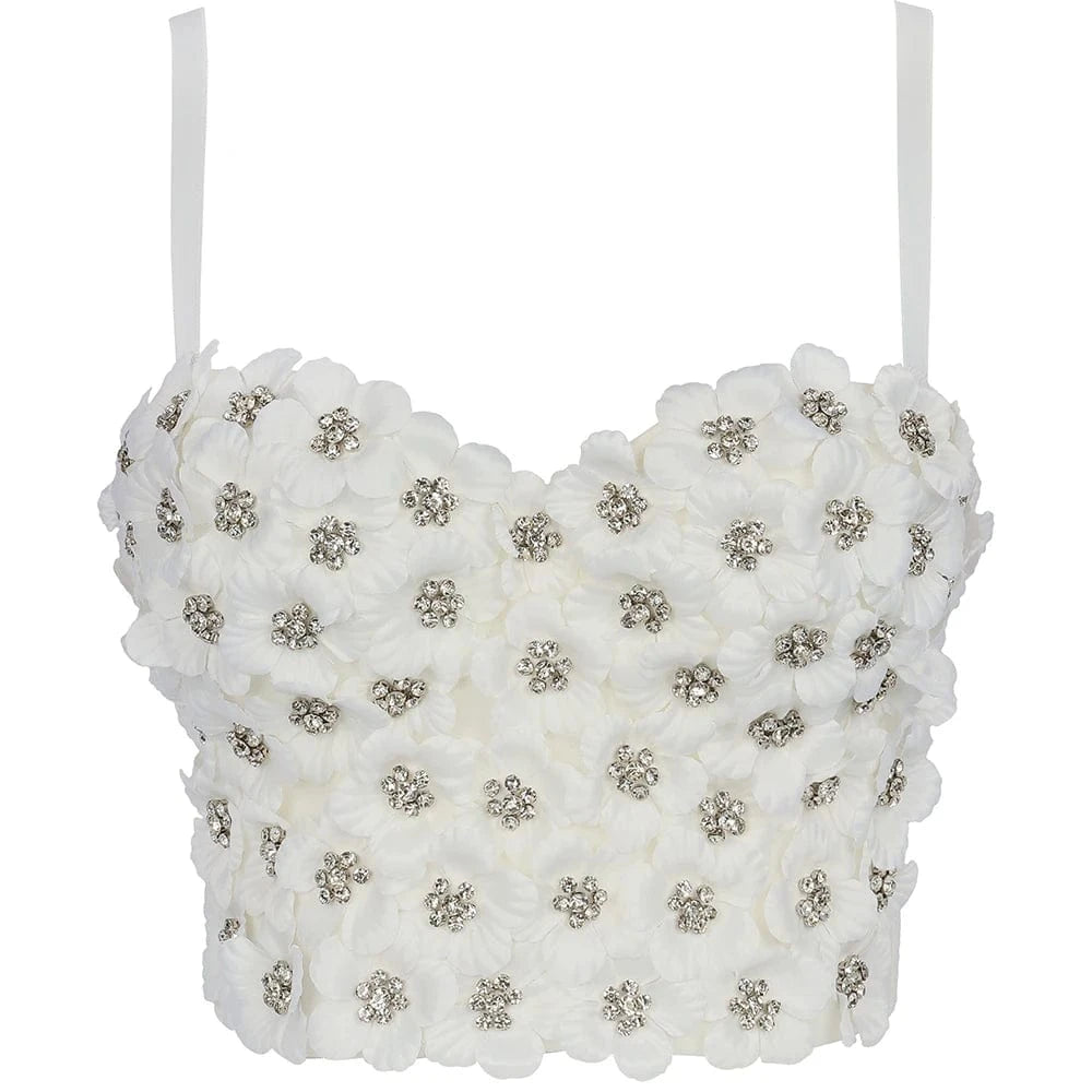 Manufacturer Wholesale spot wholesale flowers rhinestone pink women's tights bustier top