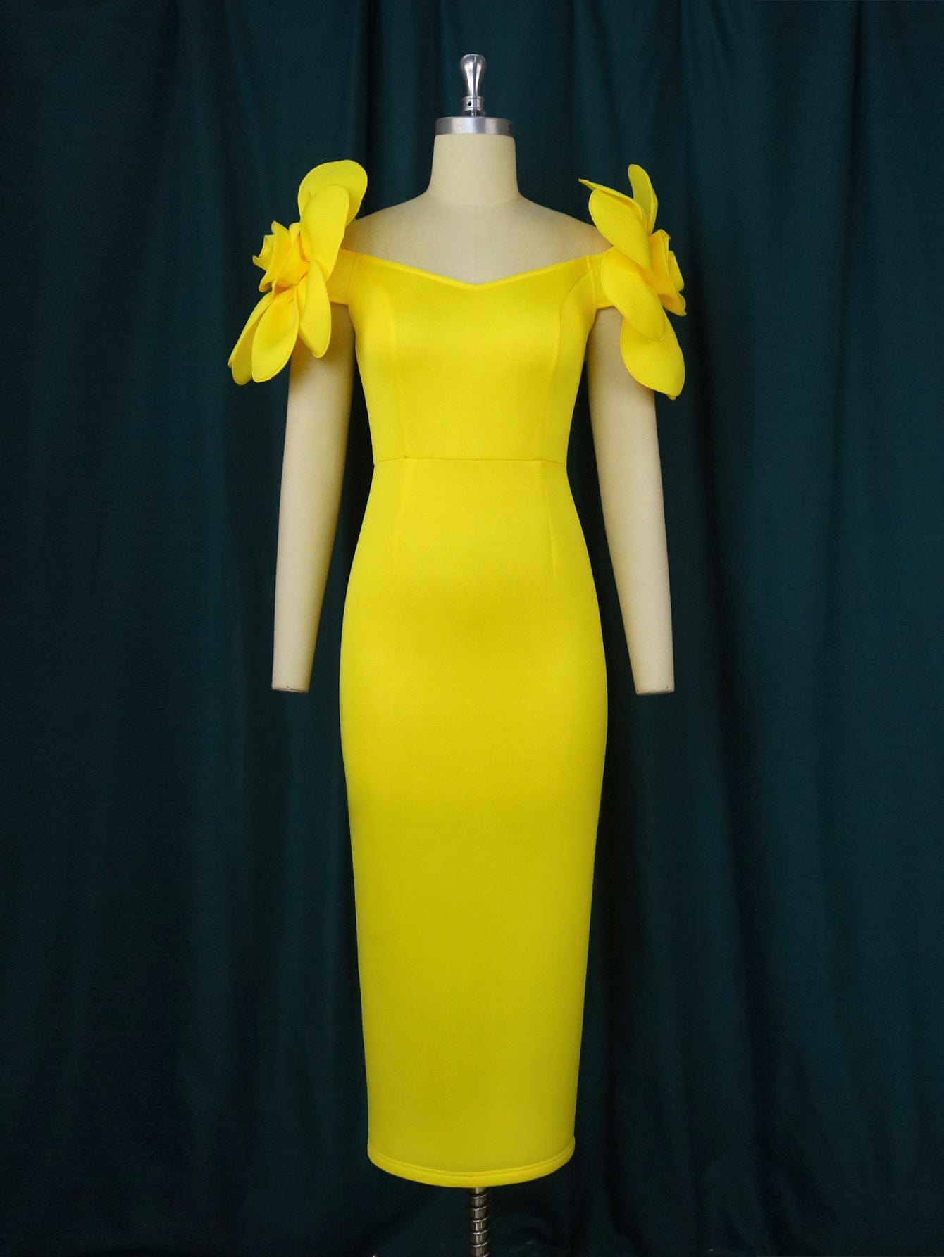 Maxi Yellow AOMEI Factory Flower Spring 2023 Women Cocktail Dresses