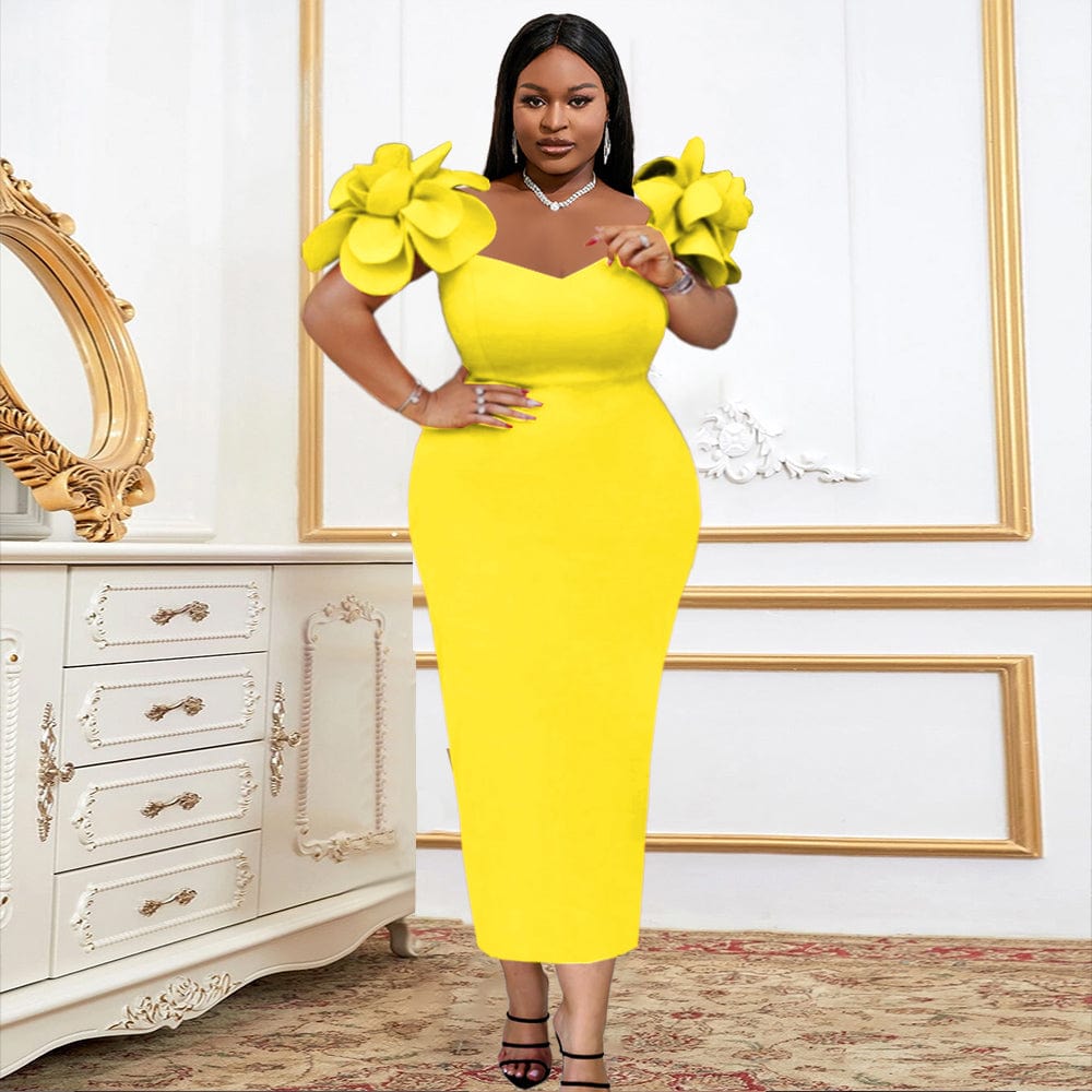Maxi Yellow AOMEI Factory Flower Spring 2023 Women Cocktail Dresses