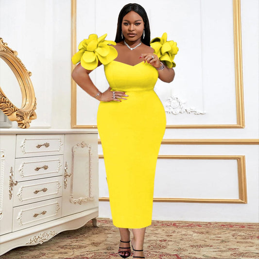 Maxi Yellow AOMEI Factory Flower Spring 2023 Women Cocktail Dresses