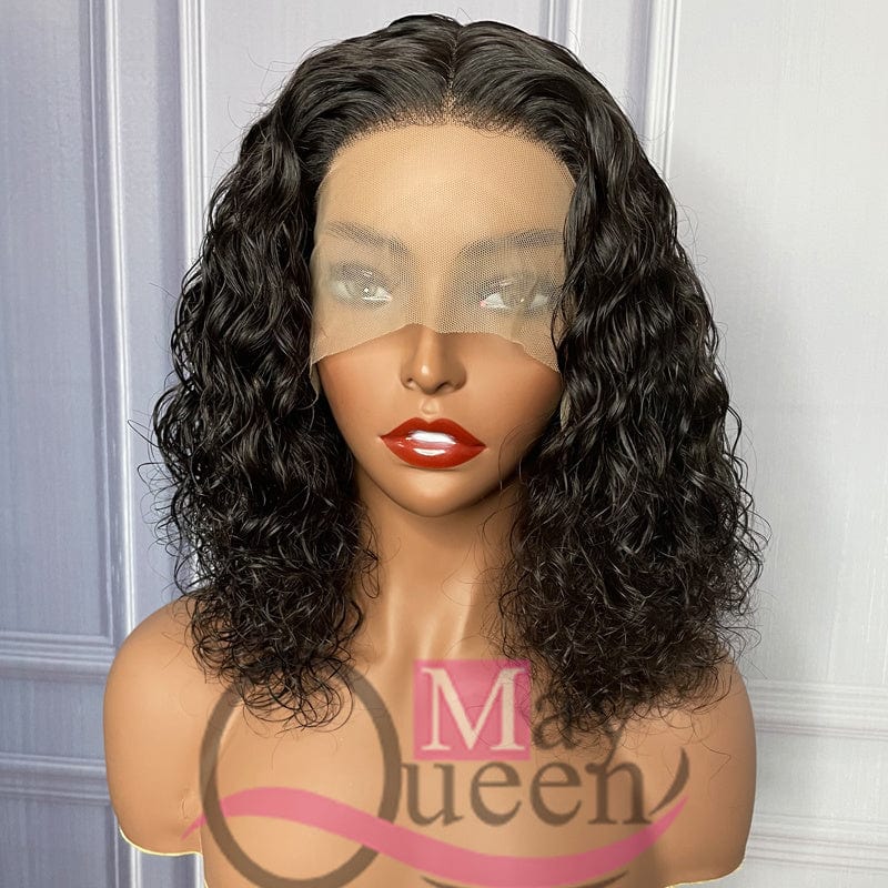 Mayqueen Wholesale Human Hair Super Double Drawn Bob Straight With Bang  Natural Ombre Color Closure Lace Frontal Wigs For Black