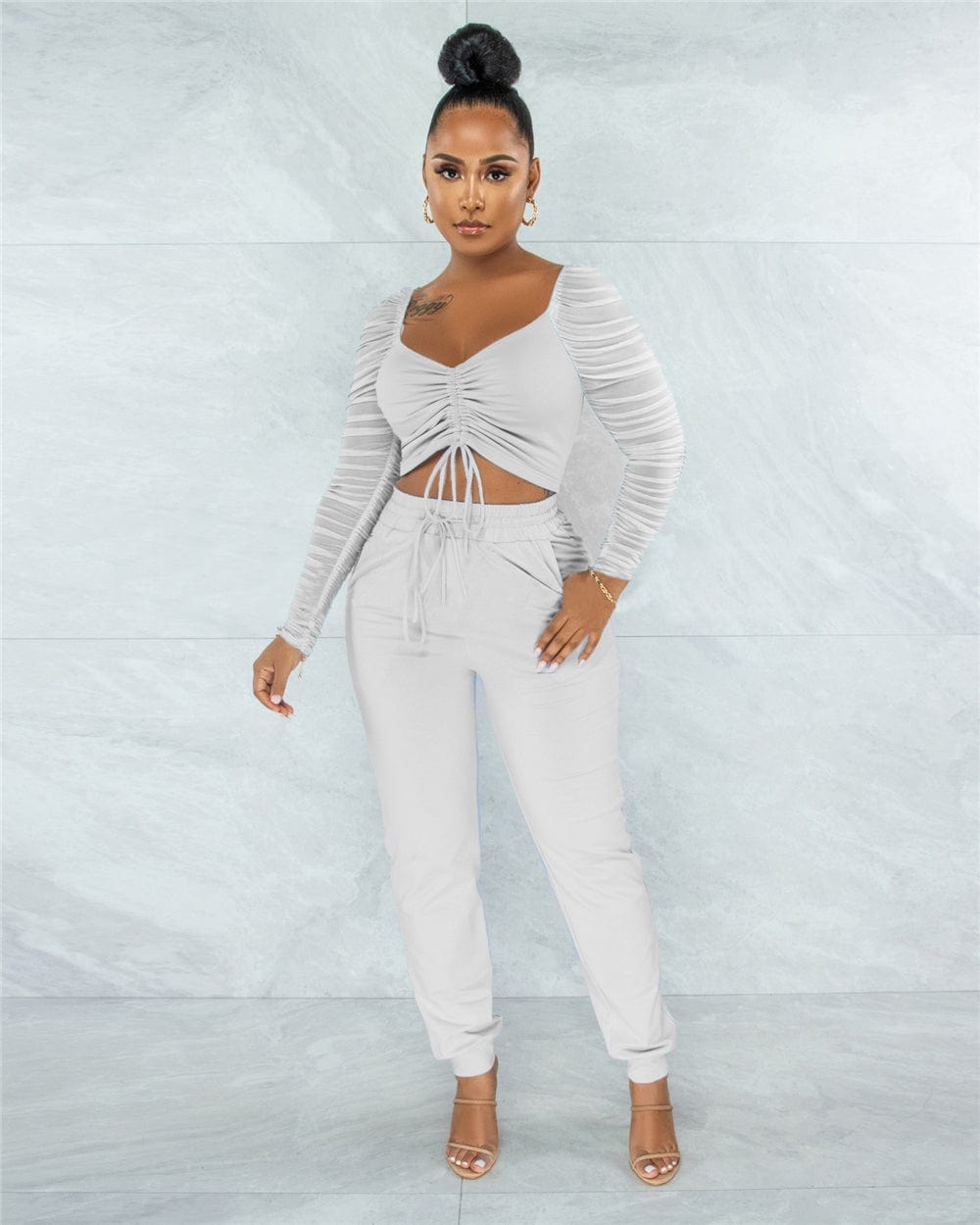 MD-2023 new1 Crop Tops 2 Piece Pants Jogger Set Coats Jackets Fall Sexy Tracksuits Two Piece Pant Sweatsuit Wholesale Jogging Suit Set