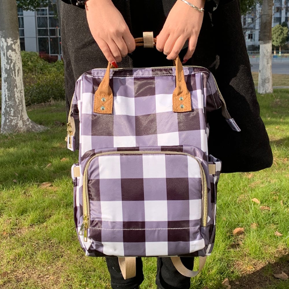 Medium(30-50cm) / Black and white  buffalo plaid Wholesale OEM Factory Colorful Snake Design Maternity Mummy Bag Tote Handbag Waterproof Travel Diaper Bag For Mom Baby Care