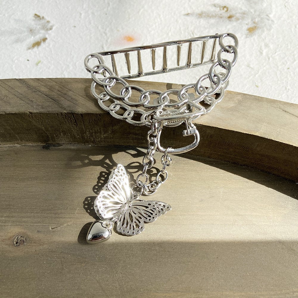 Metal butterfly large elegant temperament hairpin Pearl Vintage Leaf Feather Crown Butterfly Bling Hair Clips for Women