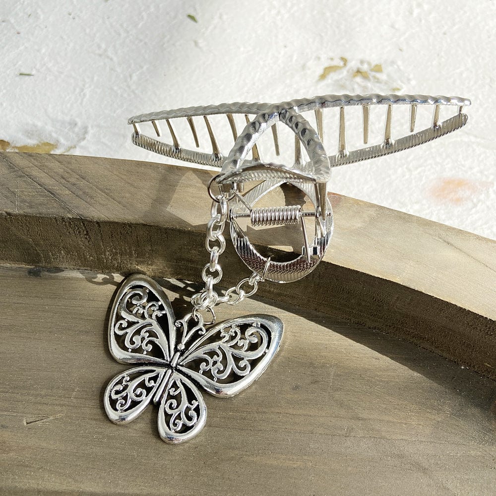 Metal butterfly large elegant temperament hairpin Pearl Vintage Leaf Feather Crown Butterfly Bling Hair Clips for Women