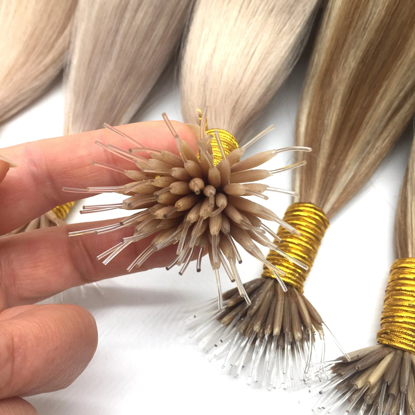 Micro beads human hair extension 6-18months long lasting hard plastic tip nano ring hair extension
