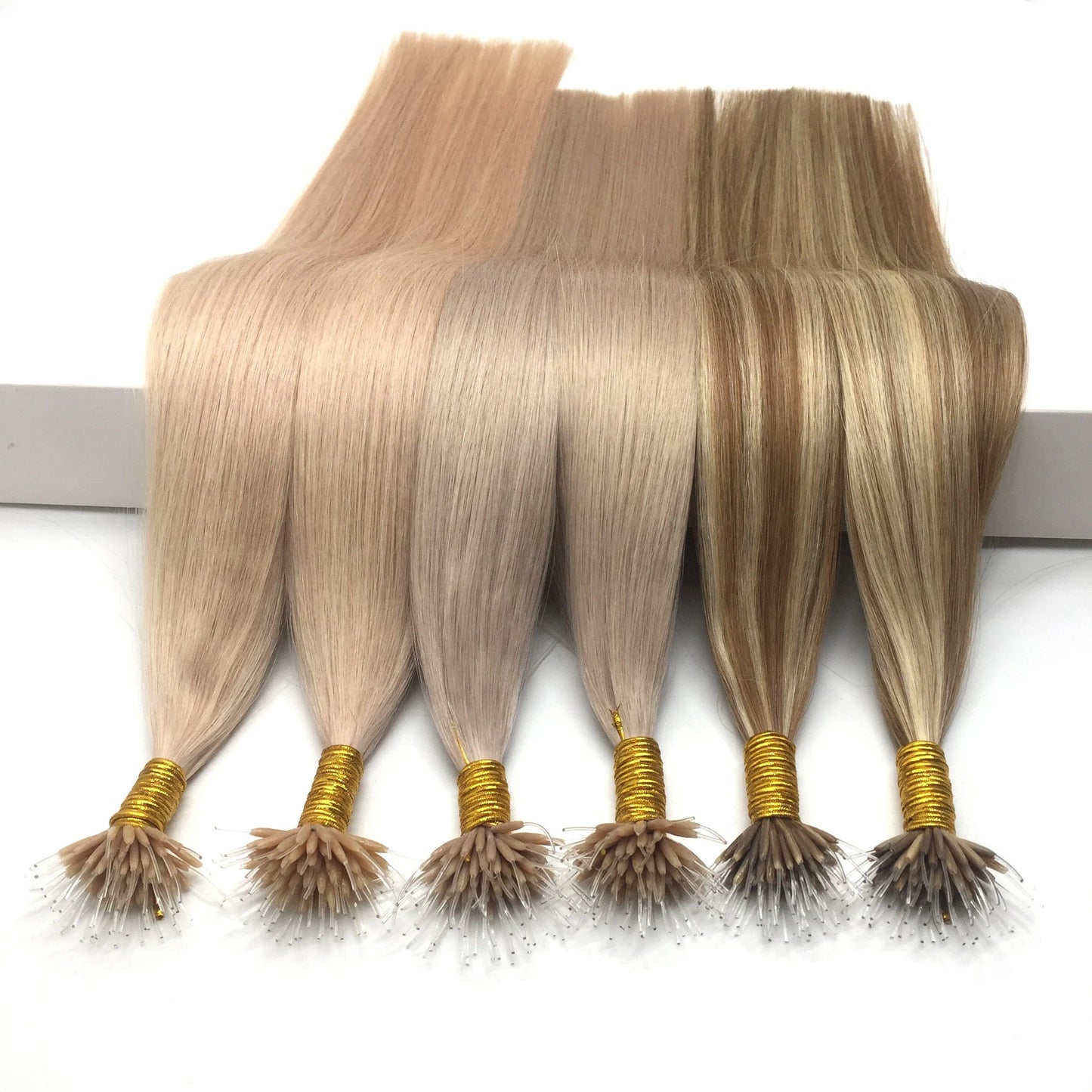 Micro beads human hair extension 6-18months long lasting hard plastic tip nano ring hair extension