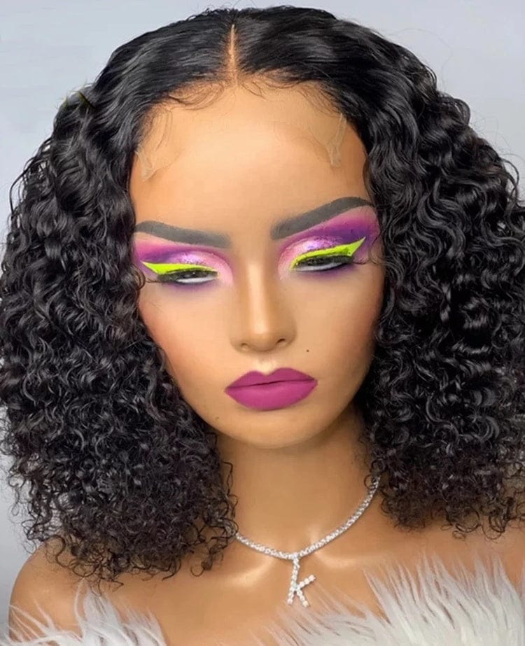 Middle Part Natural Hair 13x6 Lace Frontal Wig with Strap and Black Band Kinky Curly 360 Human Hair Lace Wig