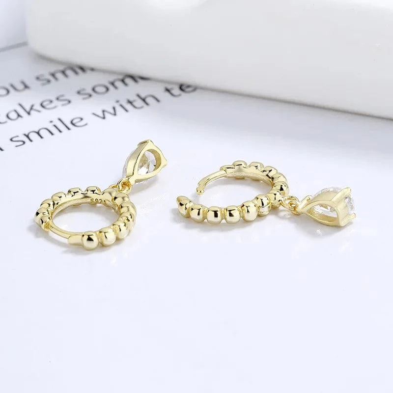 minimalist jewelry 925 sterling silver drop earrings water drop diamond gold plated hoop earrings women