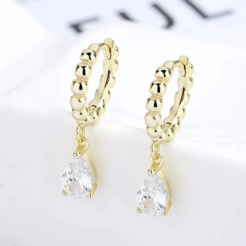 minimalist jewelry 925 sterling silver drop earrings water drop diamond gold plated hoop earrings women