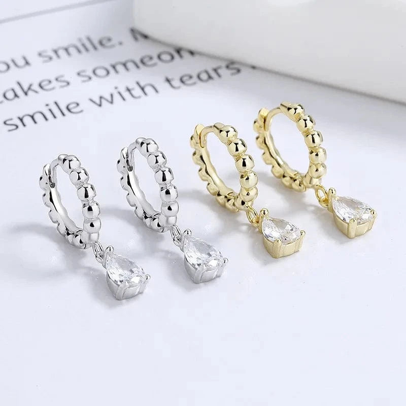 minimalist jewelry 925 sterling silver drop earrings water drop diamond gold plated hoop earrings women