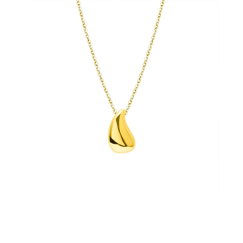 Minimalist Stainless Steel Gold Waterdrop Pendant Necklace for Women Classic Exquisite Metal Neck Jewelry