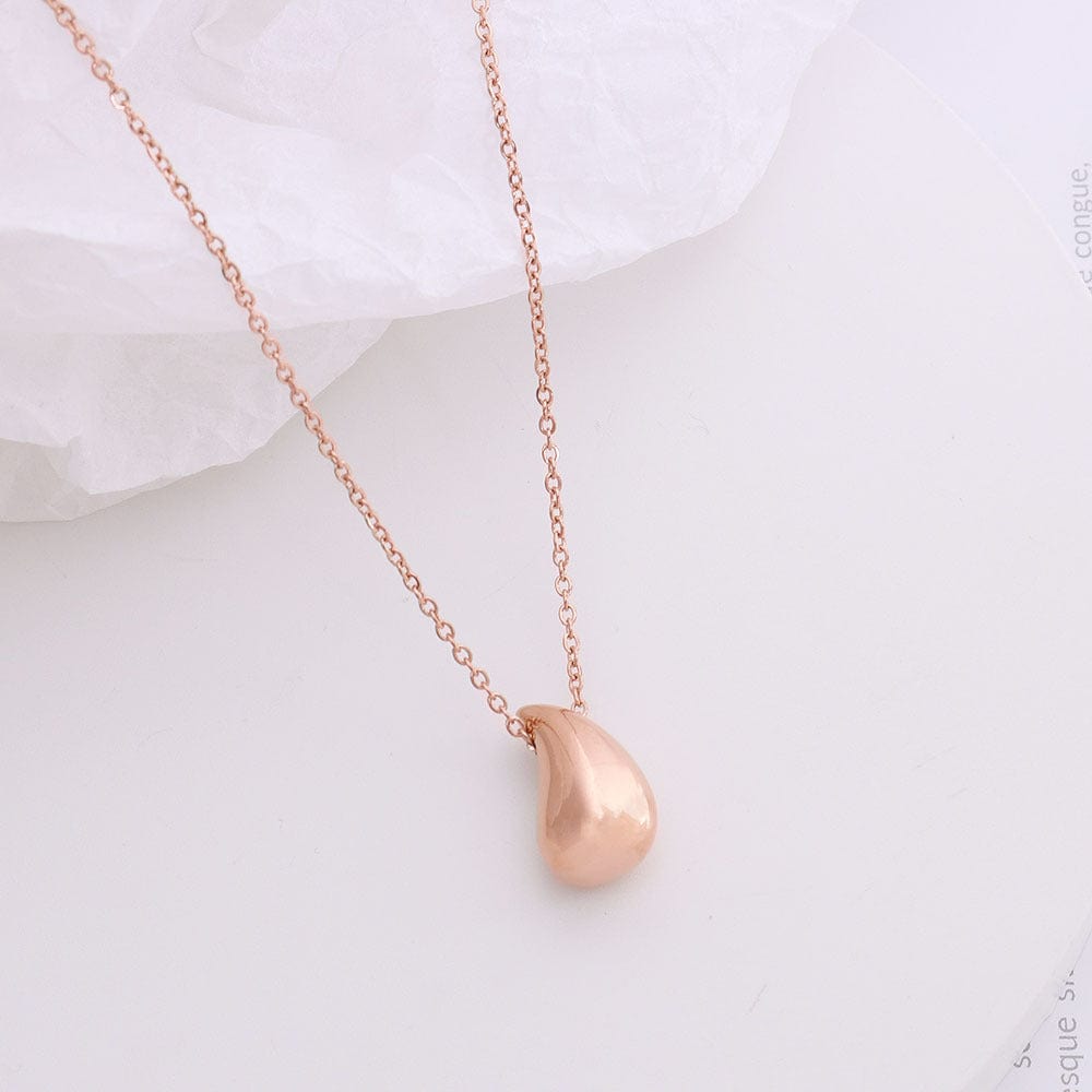 Minimalist Stainless Steel Gold Waterdrop Pendant Necklace for Women Classic Exquisite Metal Neck Jewelry