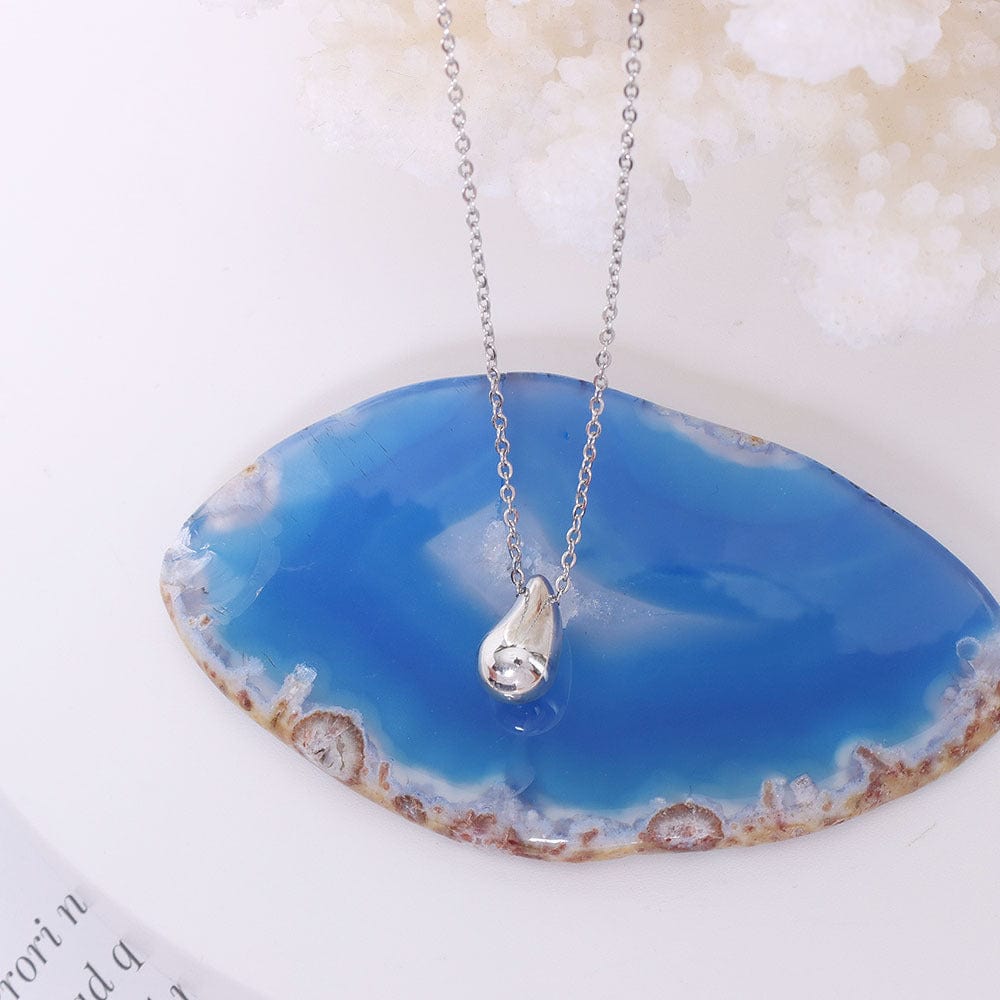 Minimalist Stainless Steel Gold Waterdrop Pendant Necklace for Women Classic Exquisite Metal Neck Jewelry